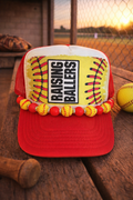 Red & White Raising Ballers Softball Cap