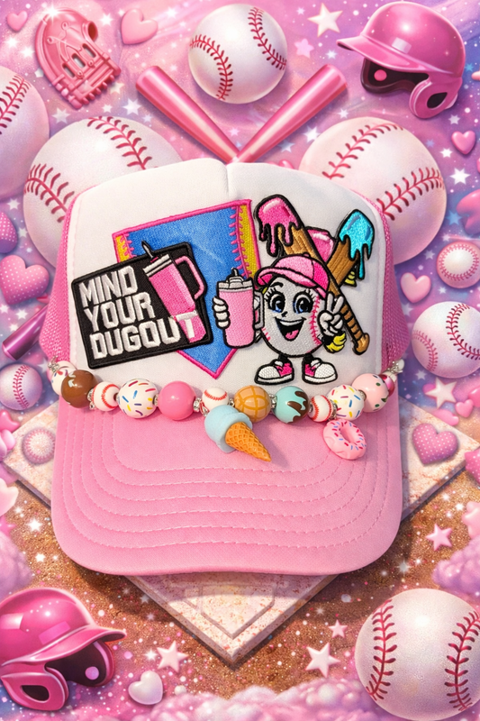 Pink & White Mind Your Dugout Baseball Cap