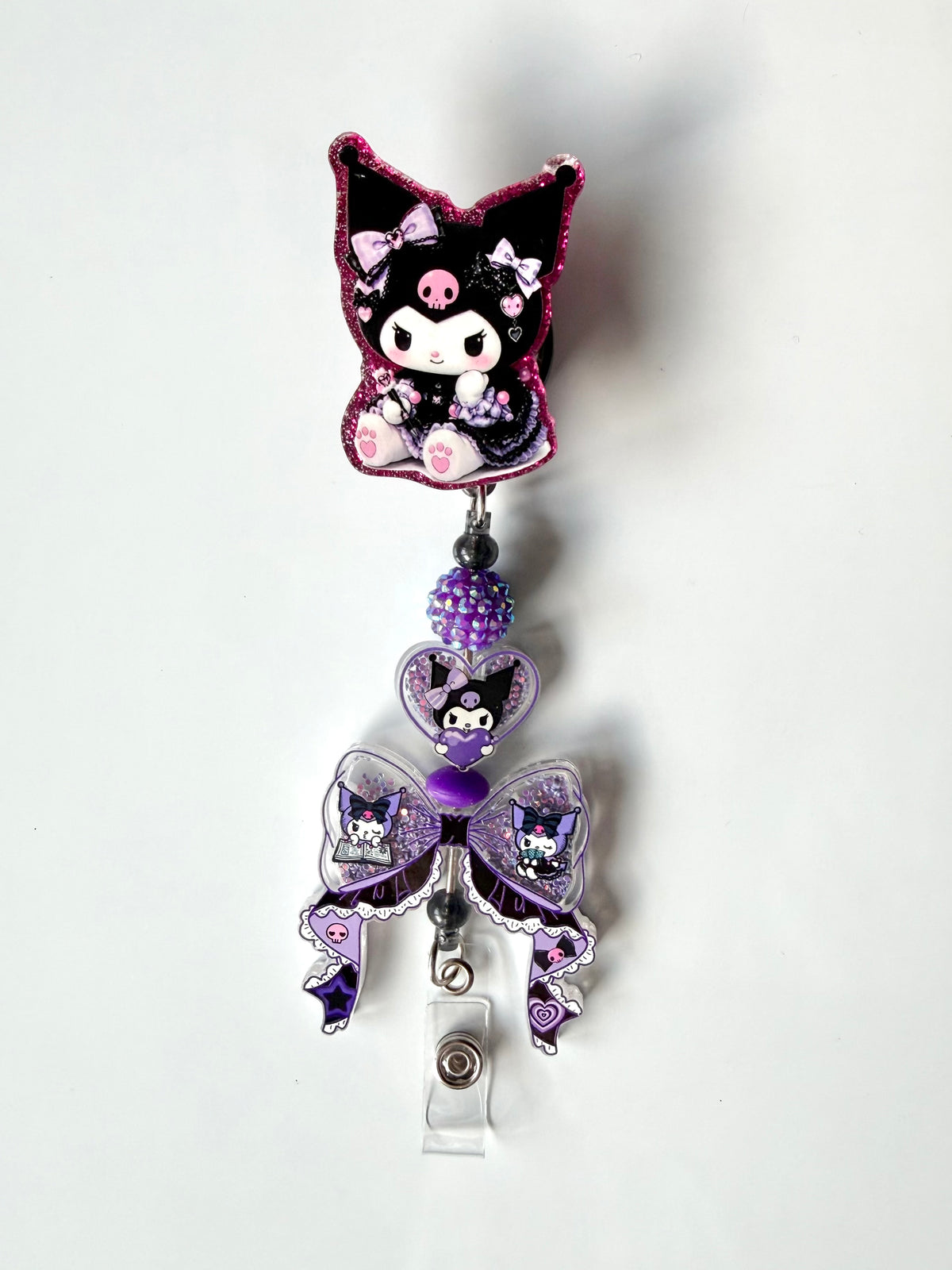 Kuromi Beaded Interchangeable Badge Reel
