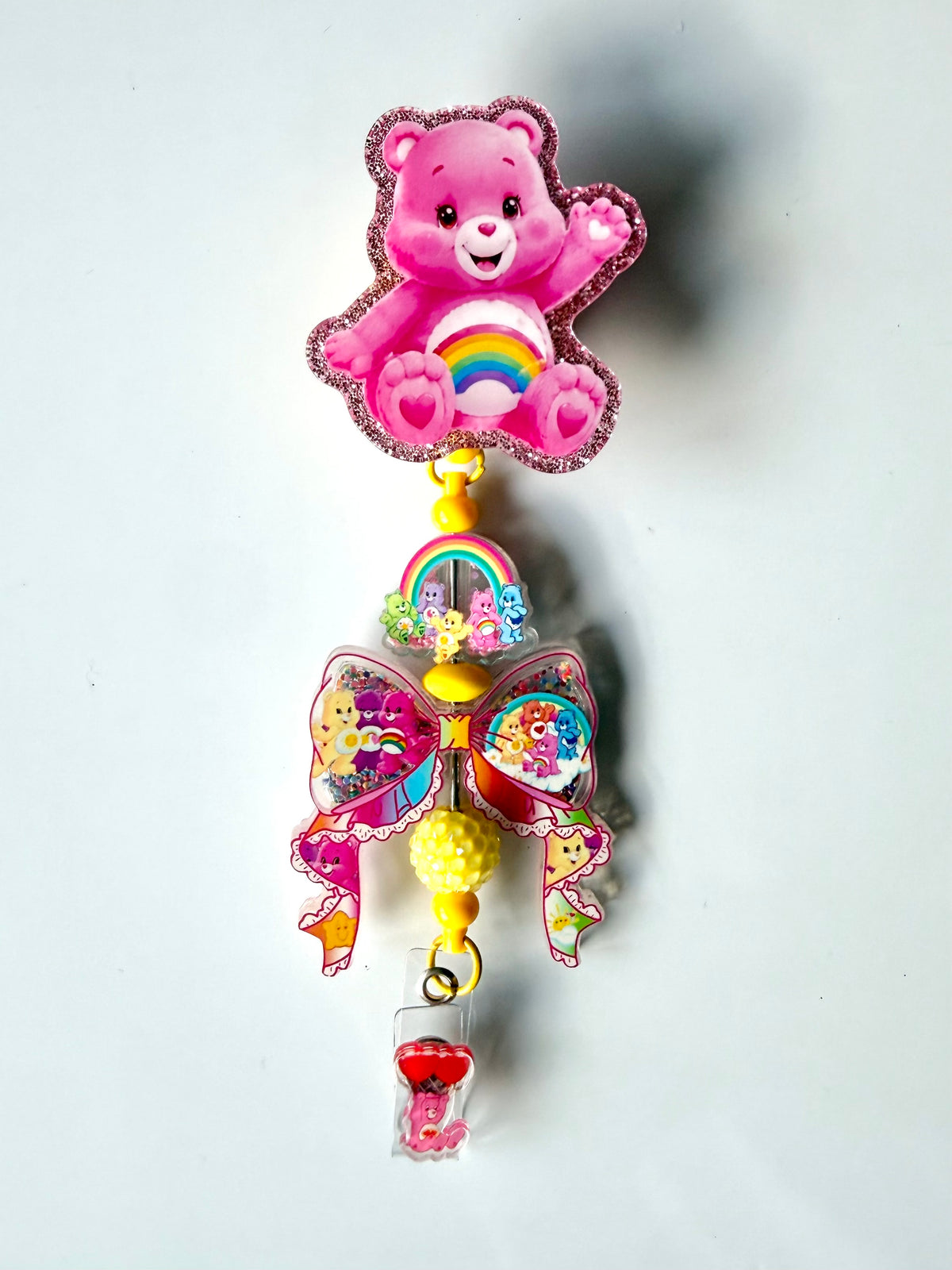 Rainbow Bear Beaded Interchangeable Badge Reel