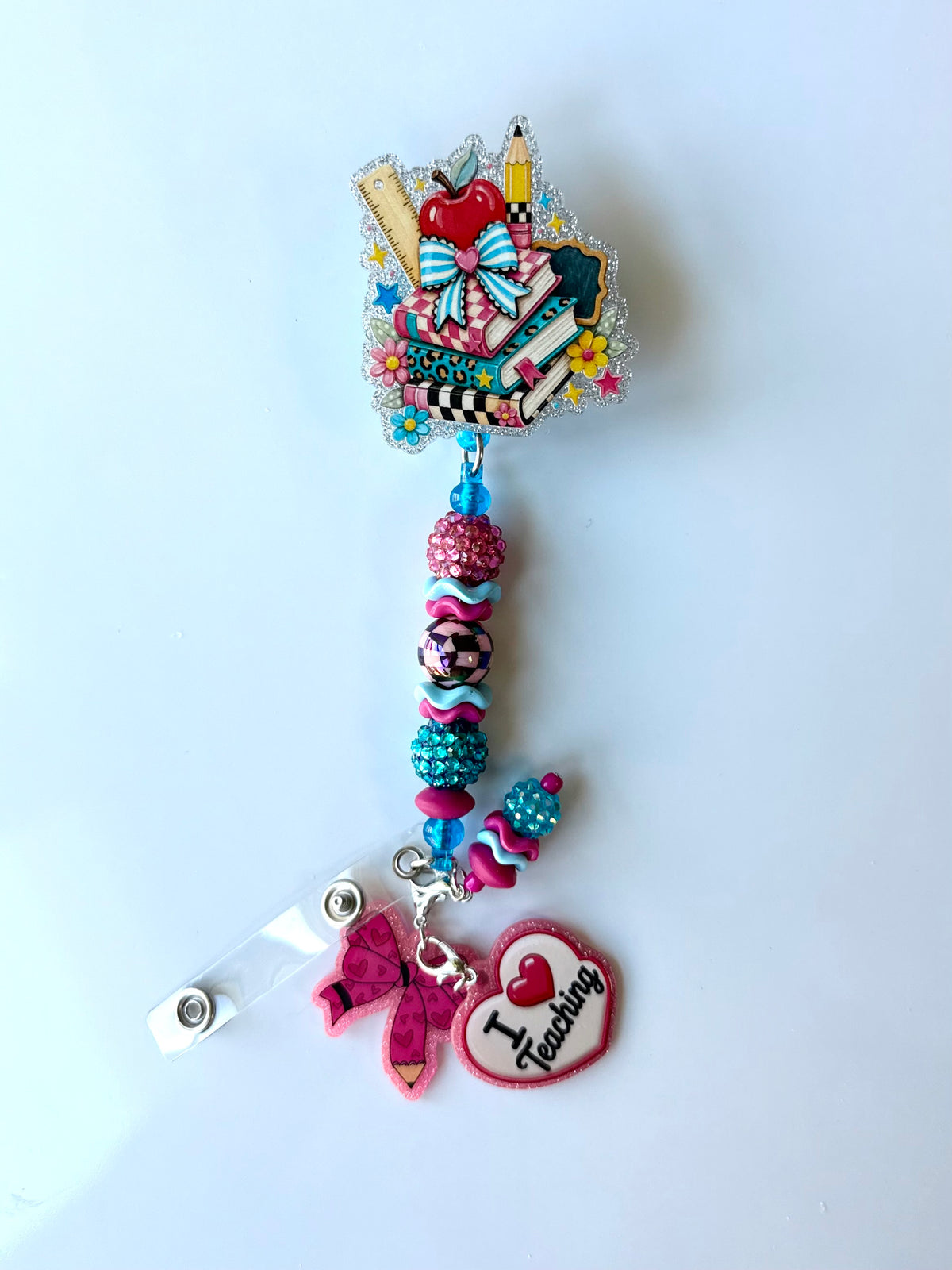 Teacher Beaded Interchangeable Badge Reel
