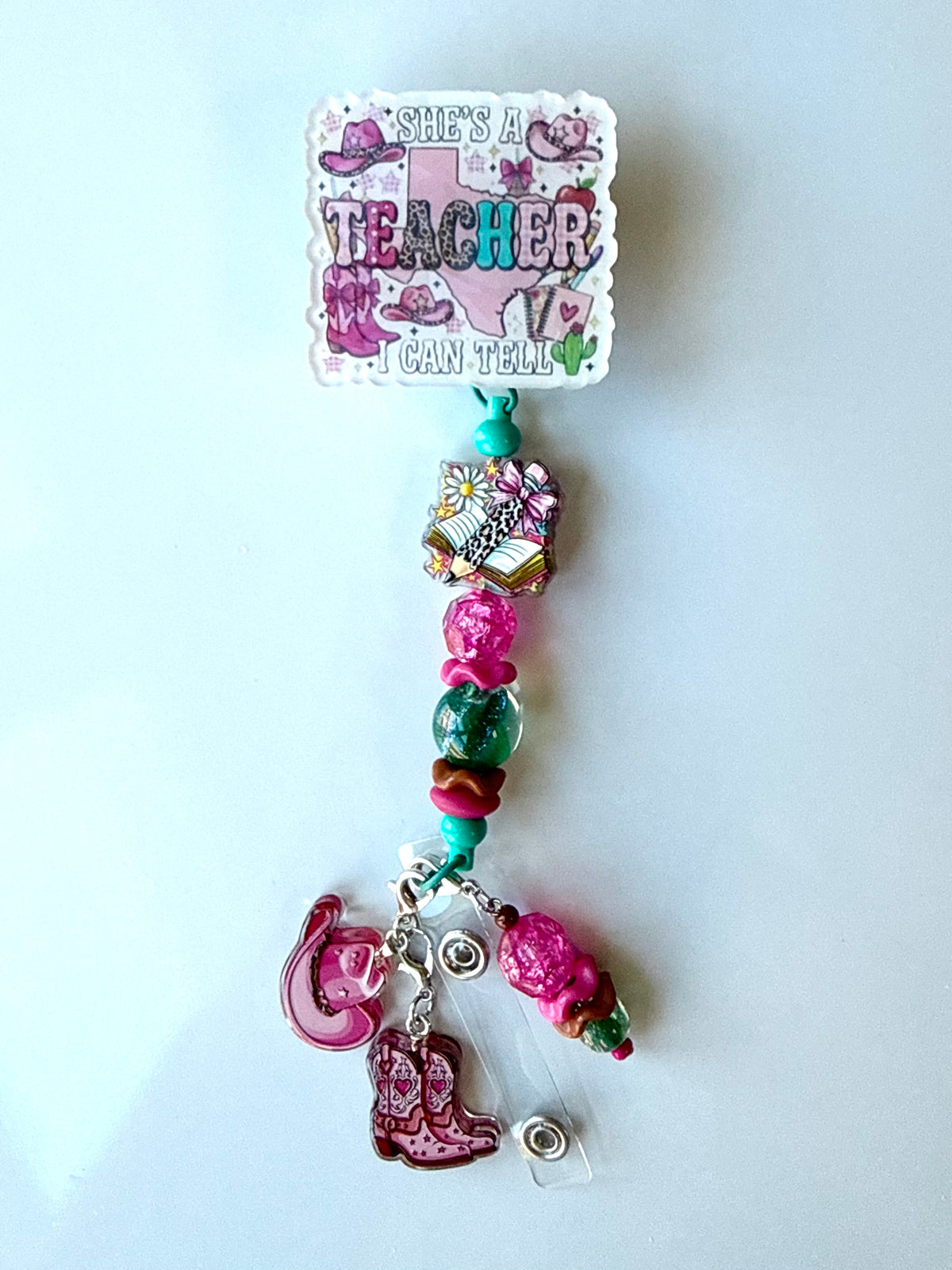 Teacher Beaded Interchangeable Badge Reel