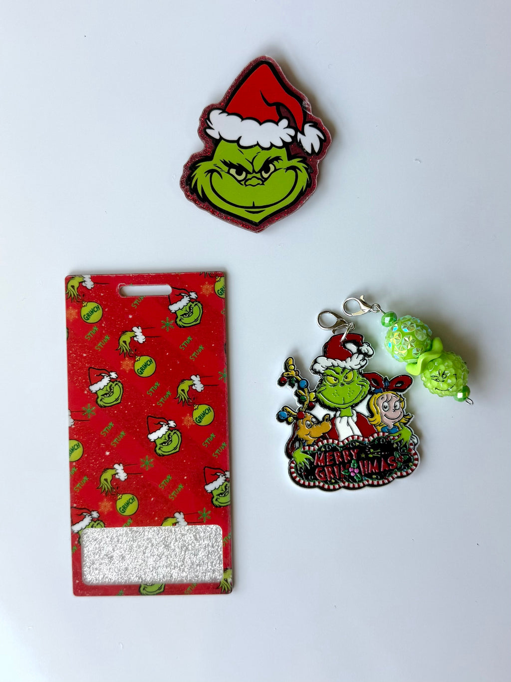 Santa Hat Green Monster Interchangeable Badge Reel