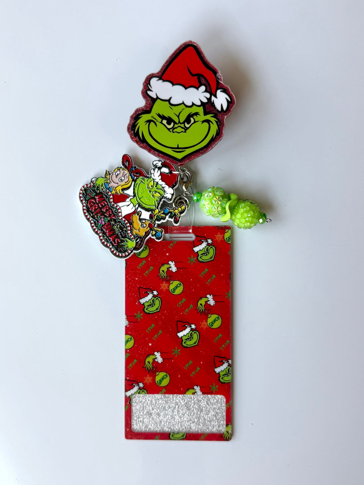 Santa Hat Green Monster Interchangeable Badge Reel