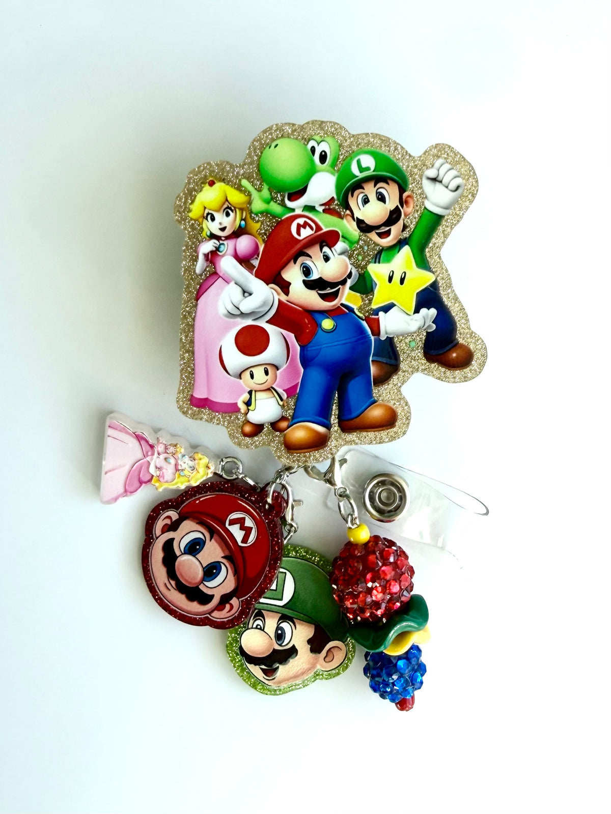 Mario Charmed Badge Reel with ID Holder