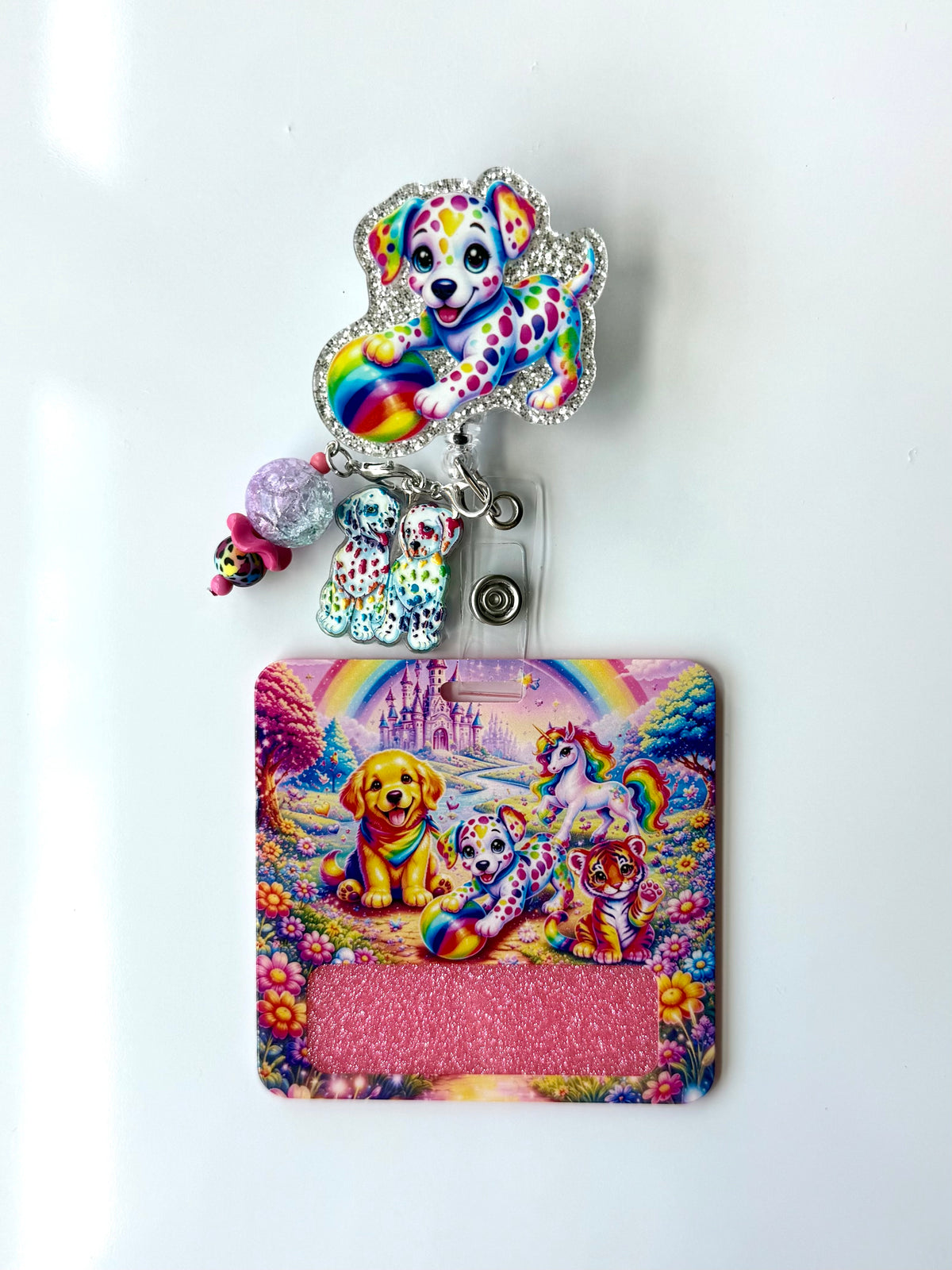 90s Rainbow Dog Interchangeable Badge Reel Buddy