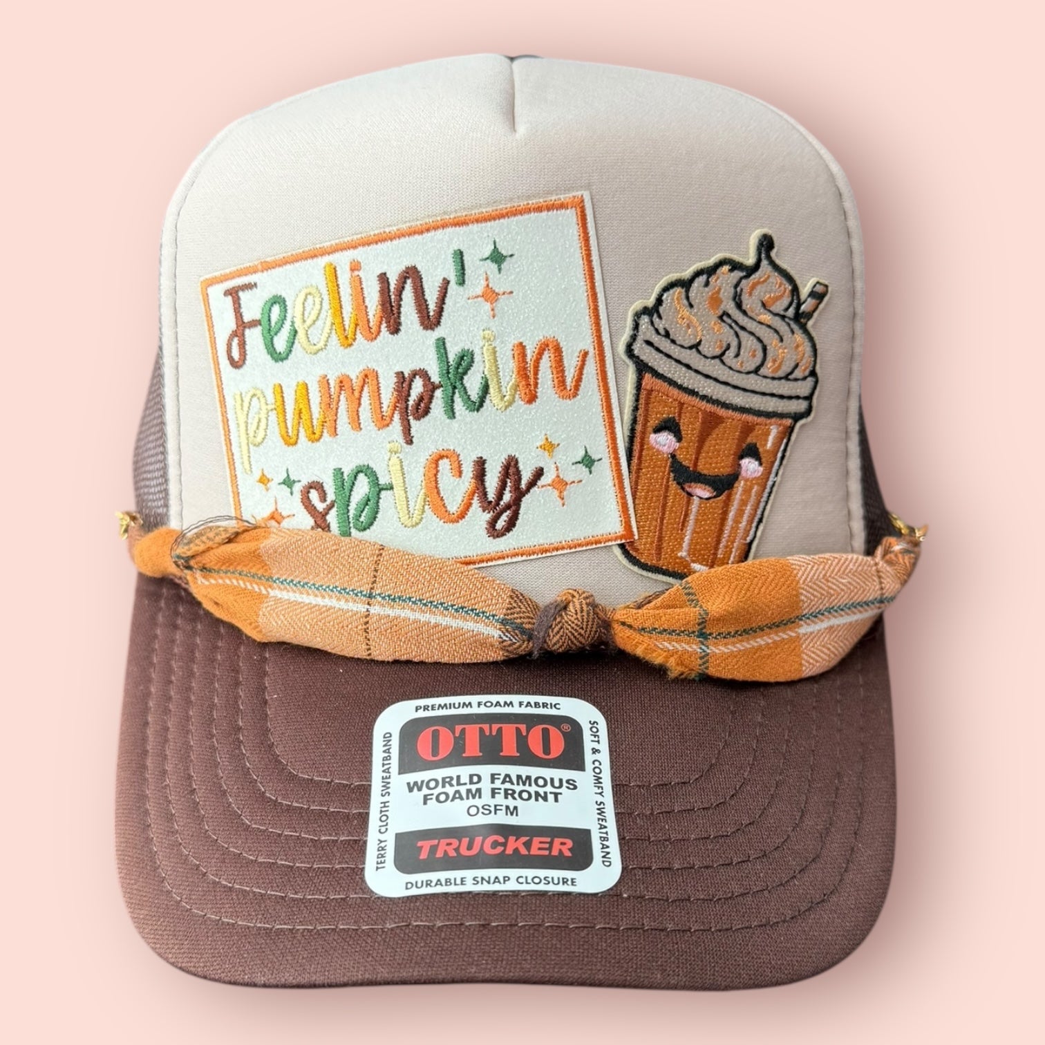Brown and Beige Pumpkin Spice Cap