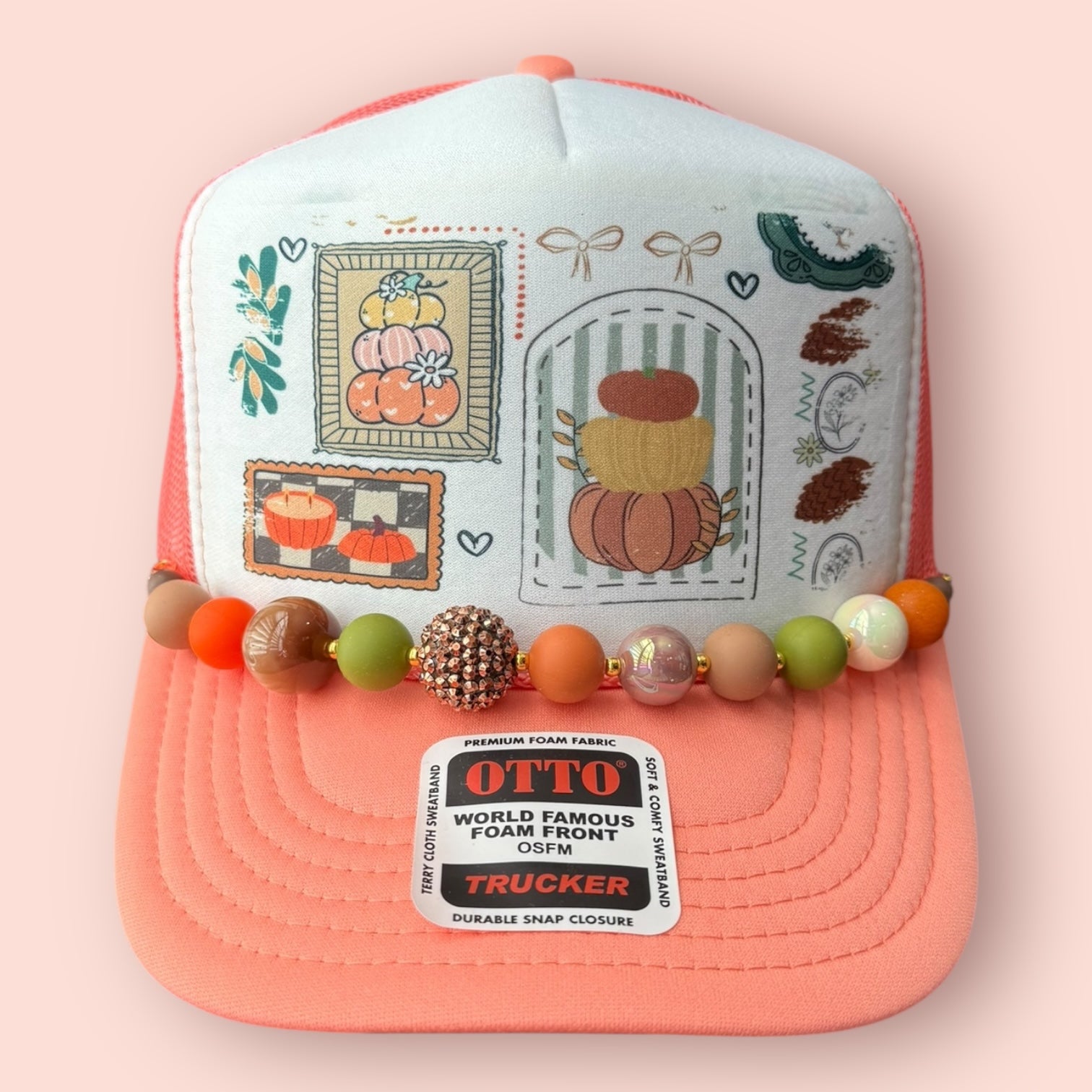 Peach and White Pumpkin Cap