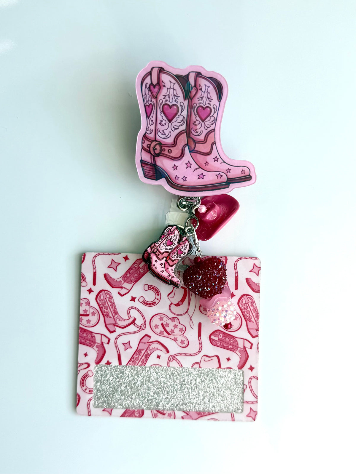 Pink Boots Interchangeable Badge Reel Buddy