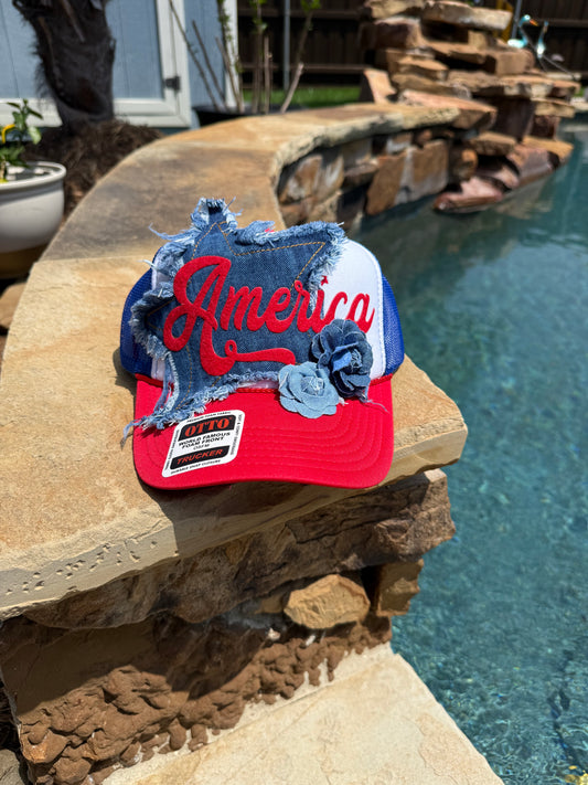 America Denim Patch Cap