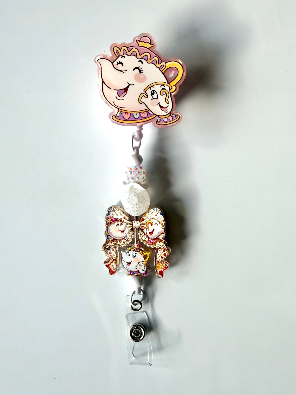 Mrs. Potts & Chip Beaded Interchangeable Badge Reel