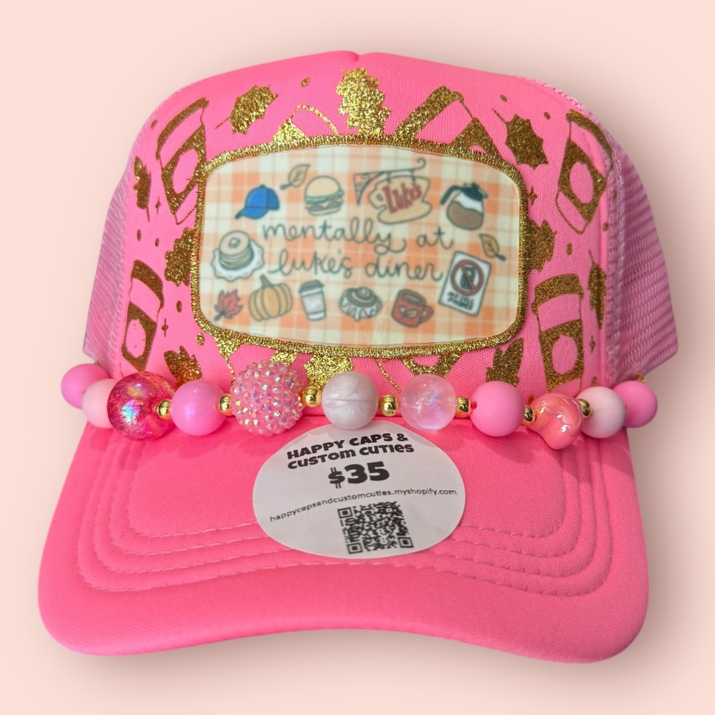 Mentally at Luke's Diner Cap (beaded chain)