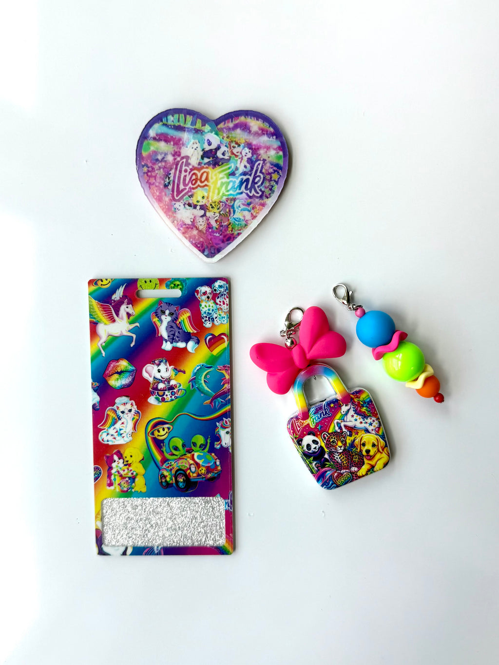 90s Rainbow Neon Heart Interchangeable Badge Reel Buddy
