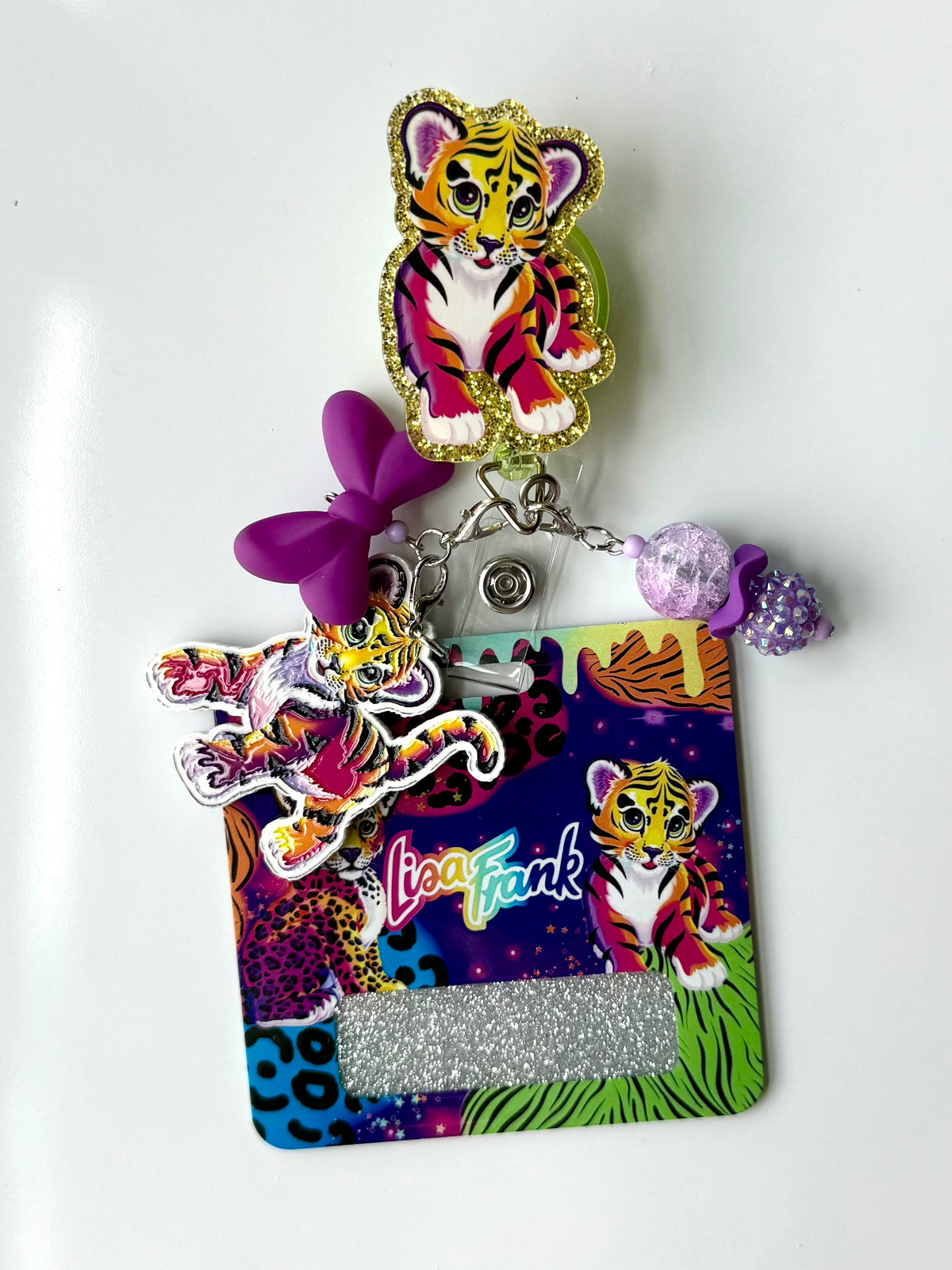 90s Rainbow Tiger Interchangeable Badge Reel Buddy