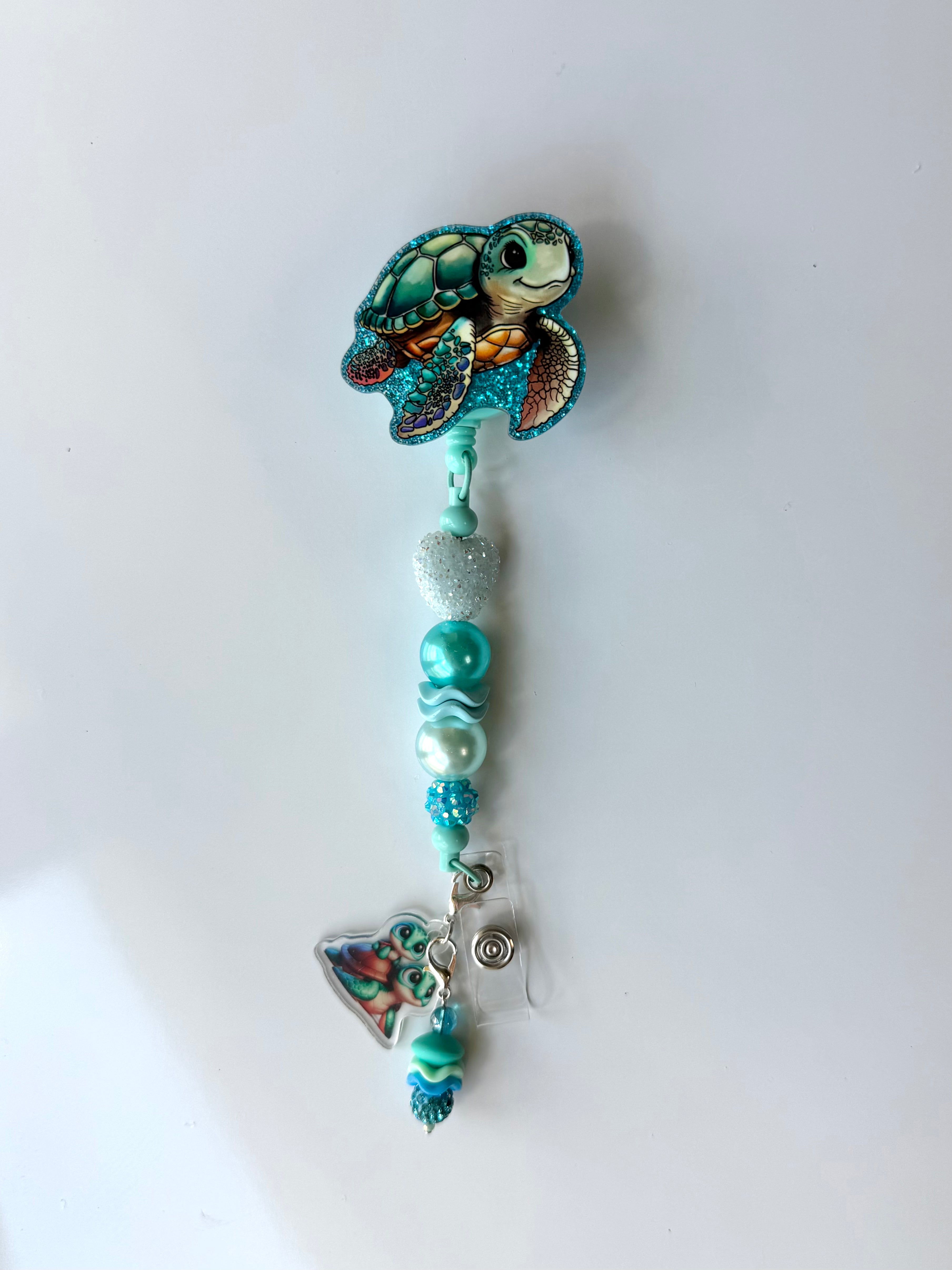Sea Turtle Beaded Interchangeable Badge Reel