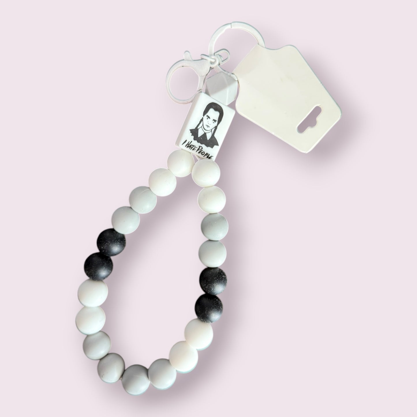 Wednesday Inspired Teardrop Wristlet Keychain