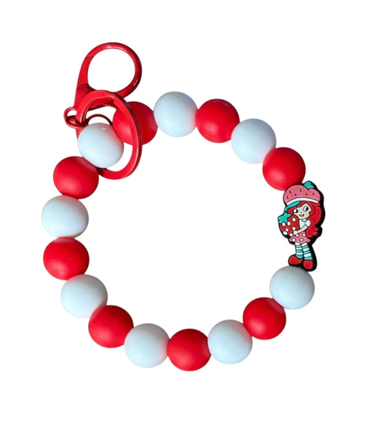 Strawberry Shortcake Inspired Wristlet Keychain
