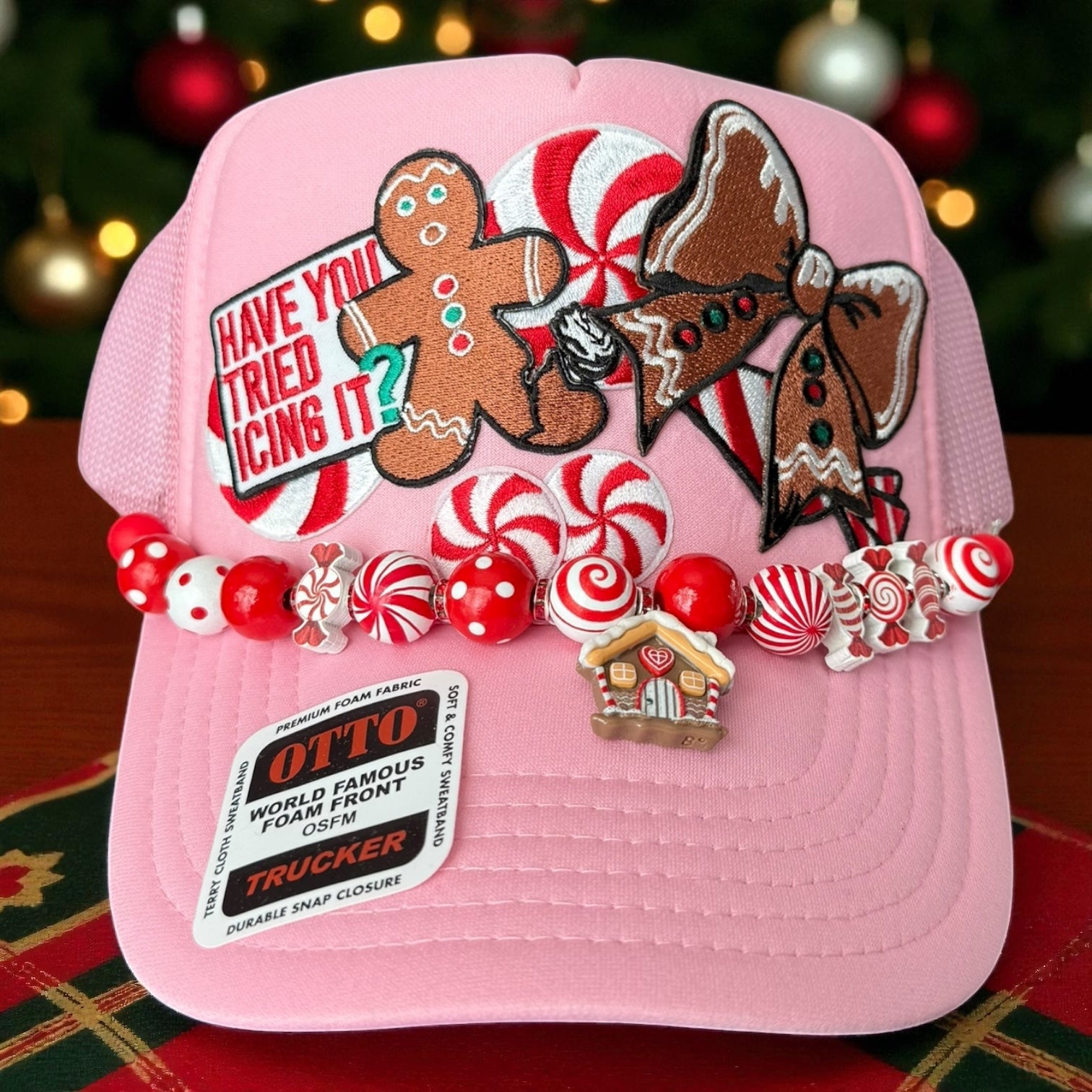 Pink Gingerbread Christmas Cap