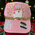Pink and Gold Leopard Print Santa Christmas Cap