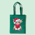 Highland Cow Christmas Tote (Red & Green)