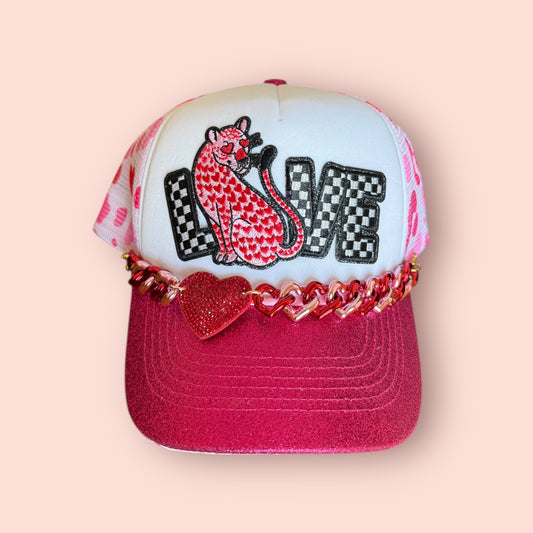 Pink & Sparkly Preppy Love Cap