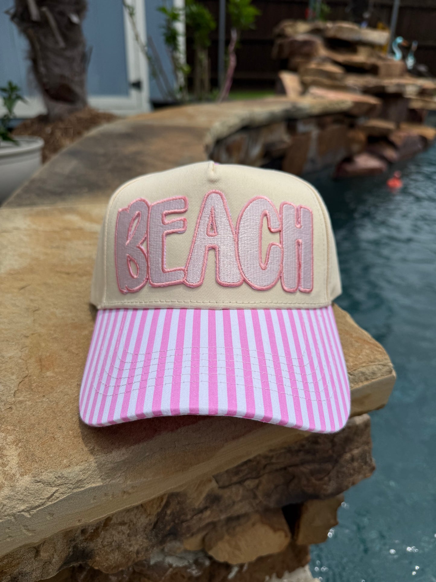 Beach Cap (Pink Stripe)