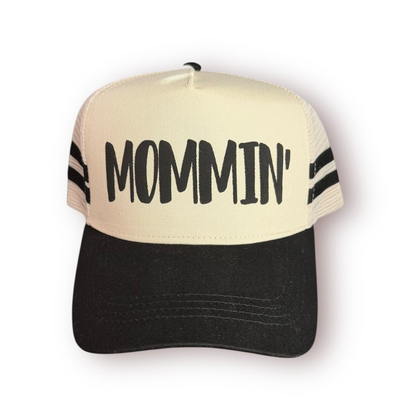 Mommin' Retro Stripe Mesh Trucker Caps
