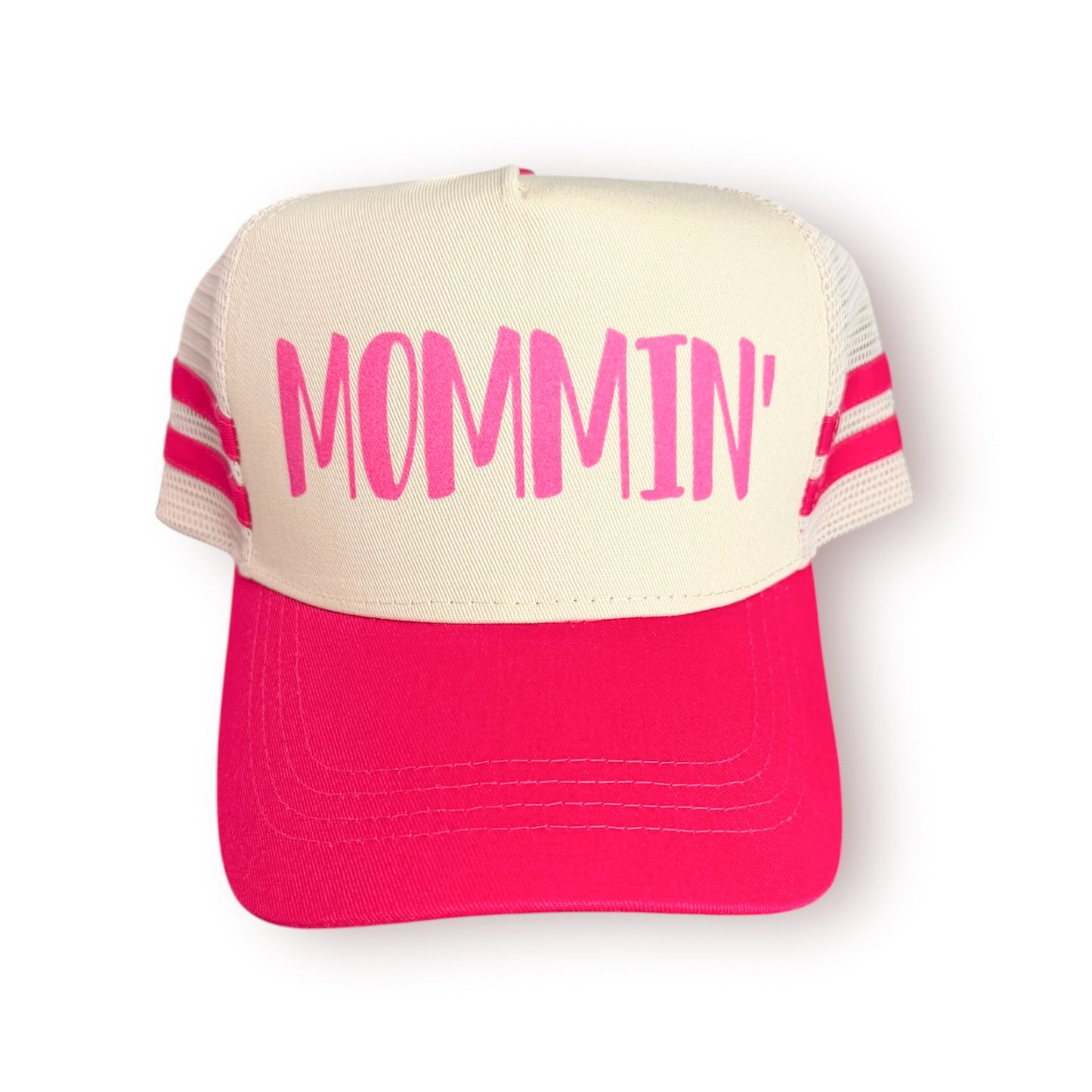 Mommin' Retro Stripe Mesh Trucker Caps
