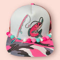 Pink Camo & White Blingy Pink Fish and Reel Cap