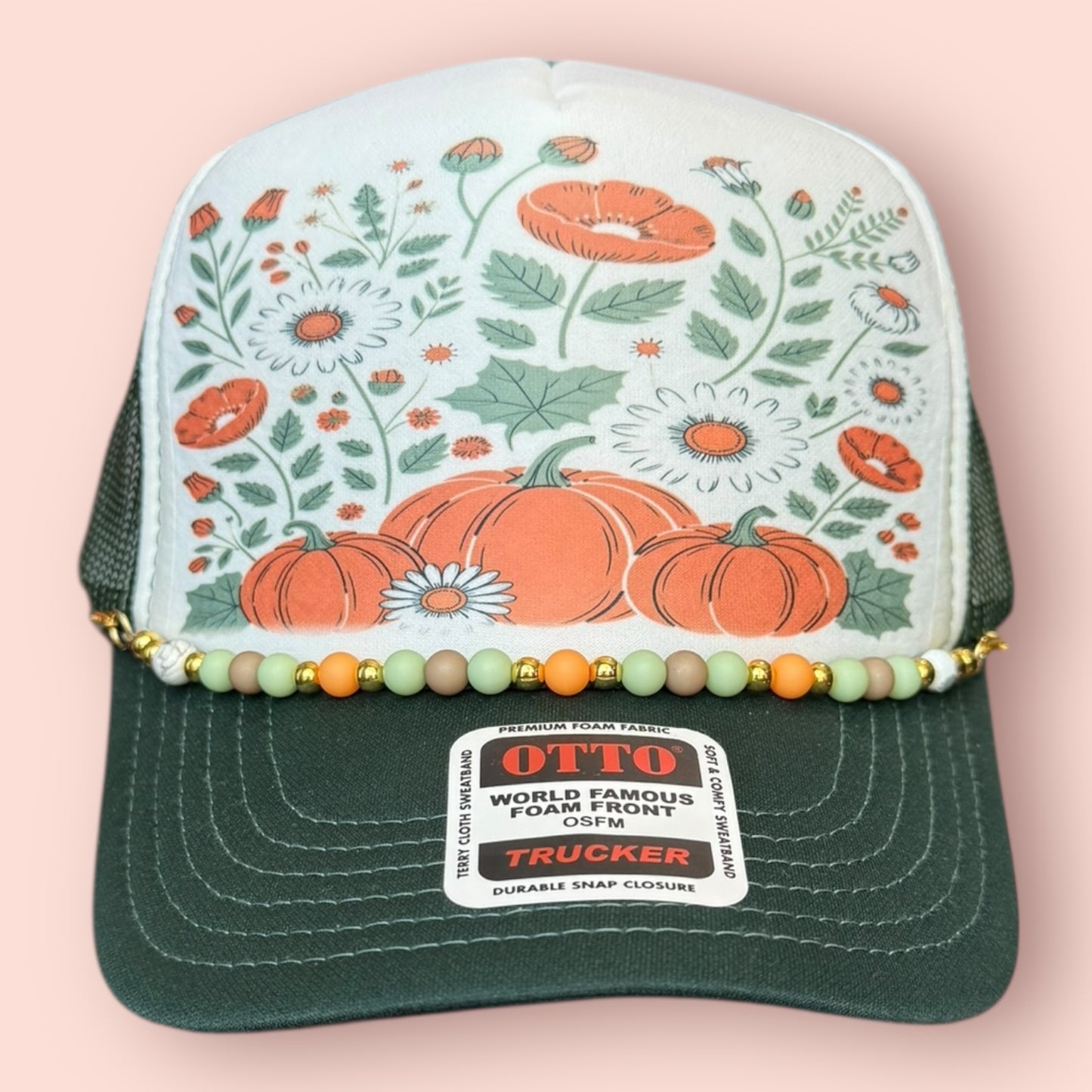 Hunter Green & White Pumpkin Cap