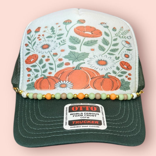 Hunter Green & White Pumpkin Cap