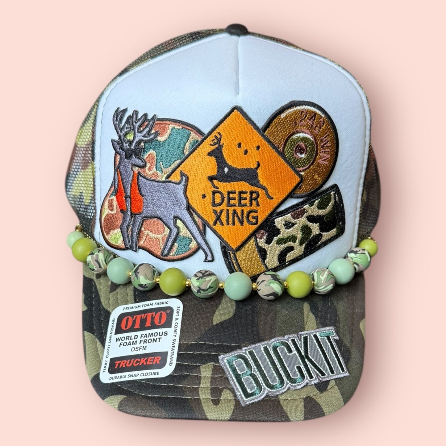 Camo & White DEER XING Cap