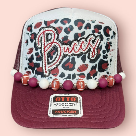 Maroon & White Blingy Bucs Cap