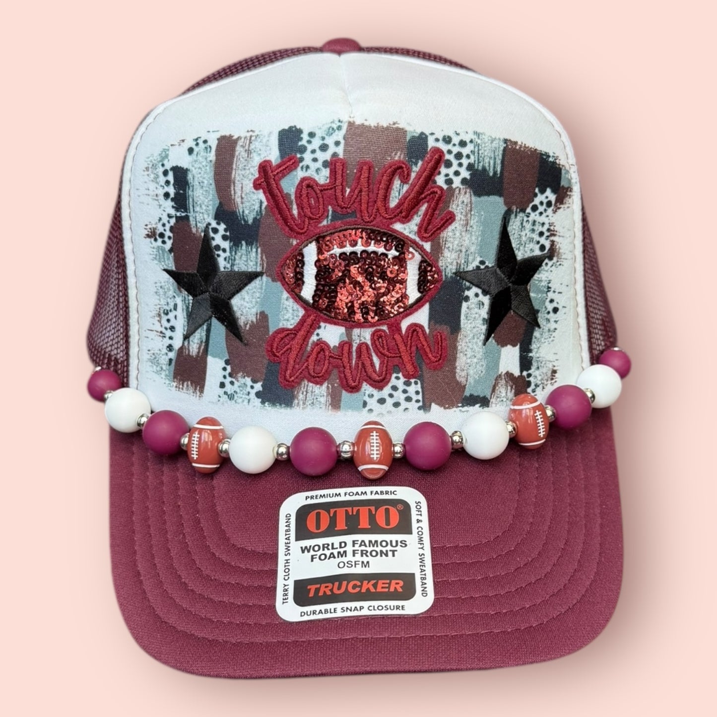 Maroon & White Touch Down Cap