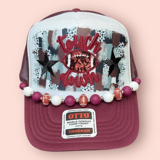 Maroon & White Touch Down Cap