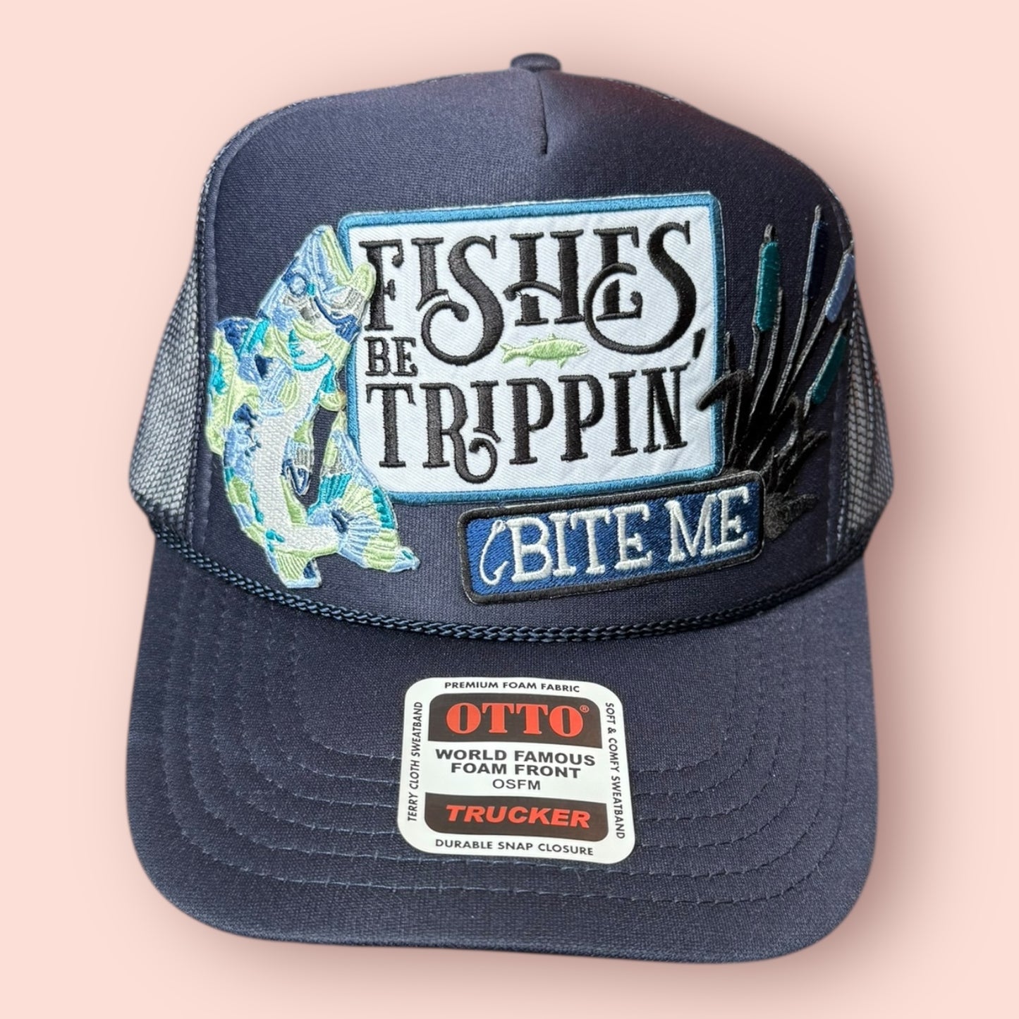 Navy Blue Fishes Be Trippin', Bite Me Cap