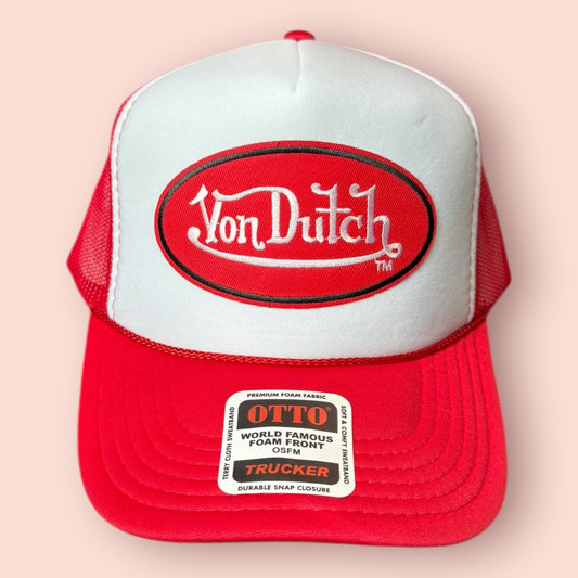 Red & White Von Dutch Cap