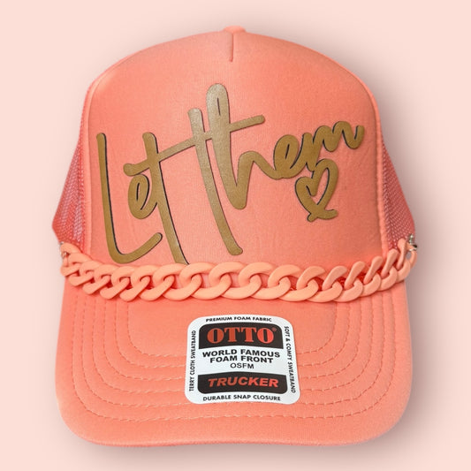 Coral Cap with Tan Leatherette Patch