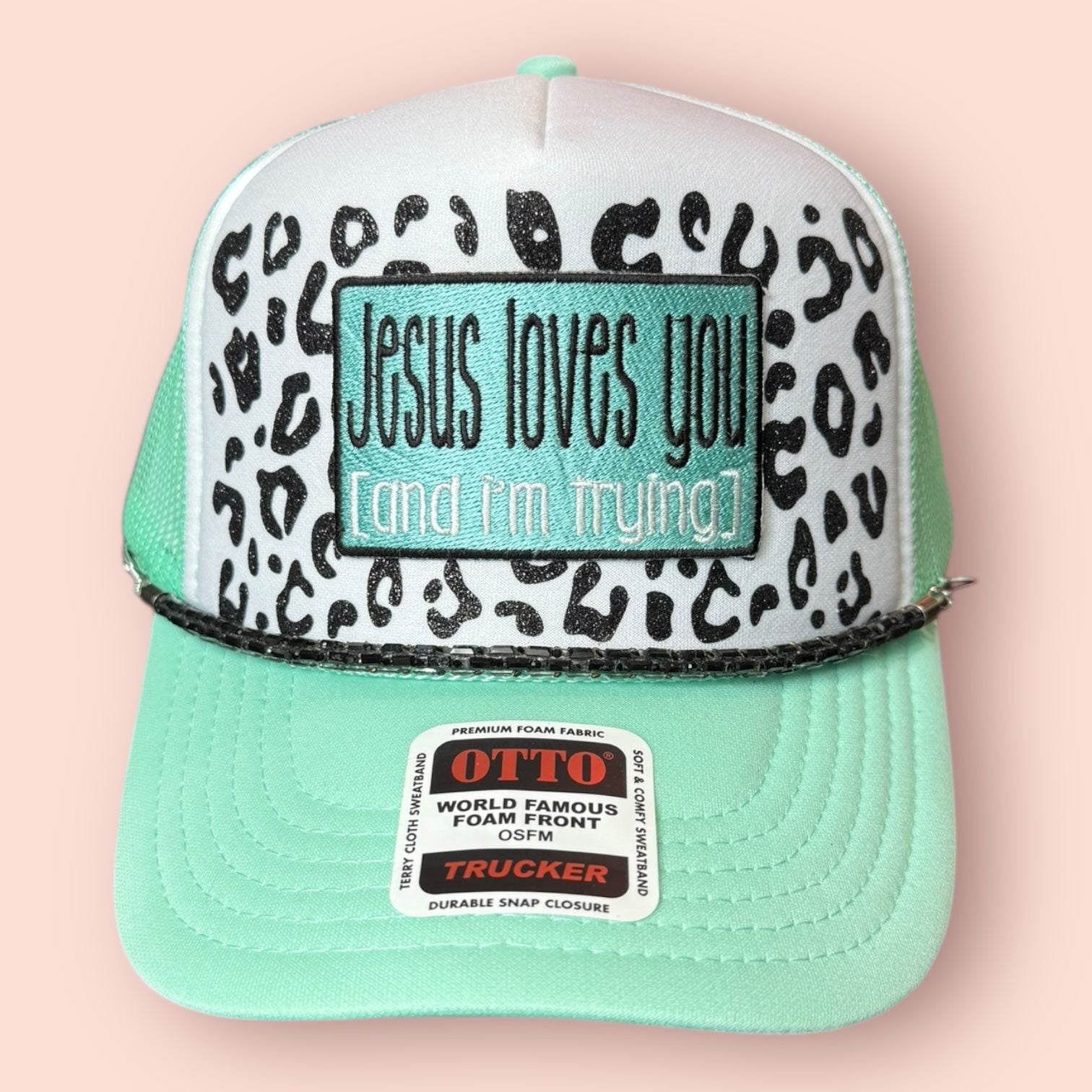 Seafoam & White Jesus Loves You... and I'm Trying Cap