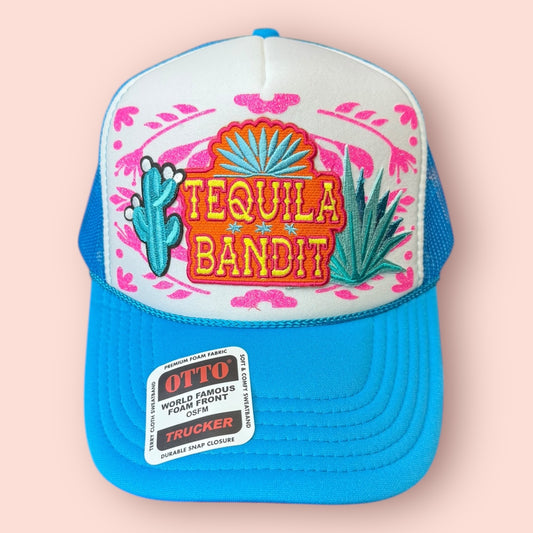 Neon Blue & White Tequila Bandit Cap