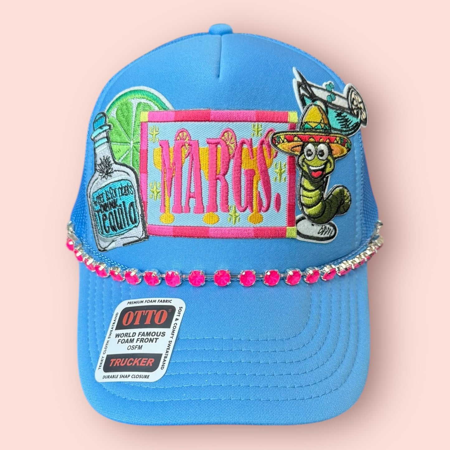 Neon Blue Margs & Worm Patch Hat