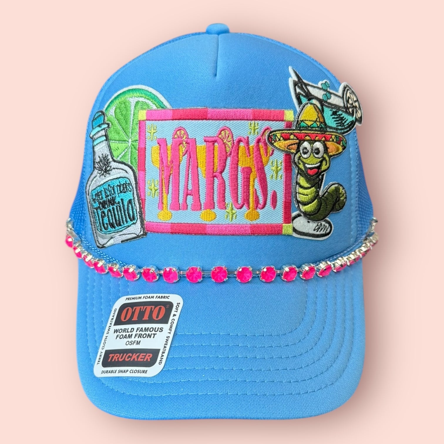Neon Blue Margs & Worm Patch Hat