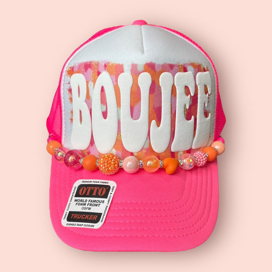Neon Pink & White Boujee Cap
