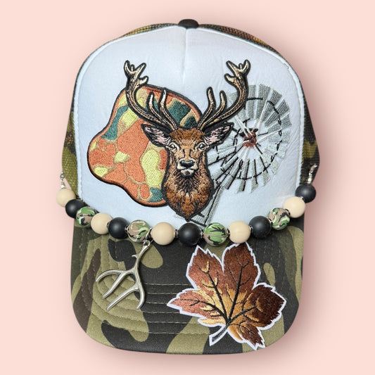Camo & White Deer Cap