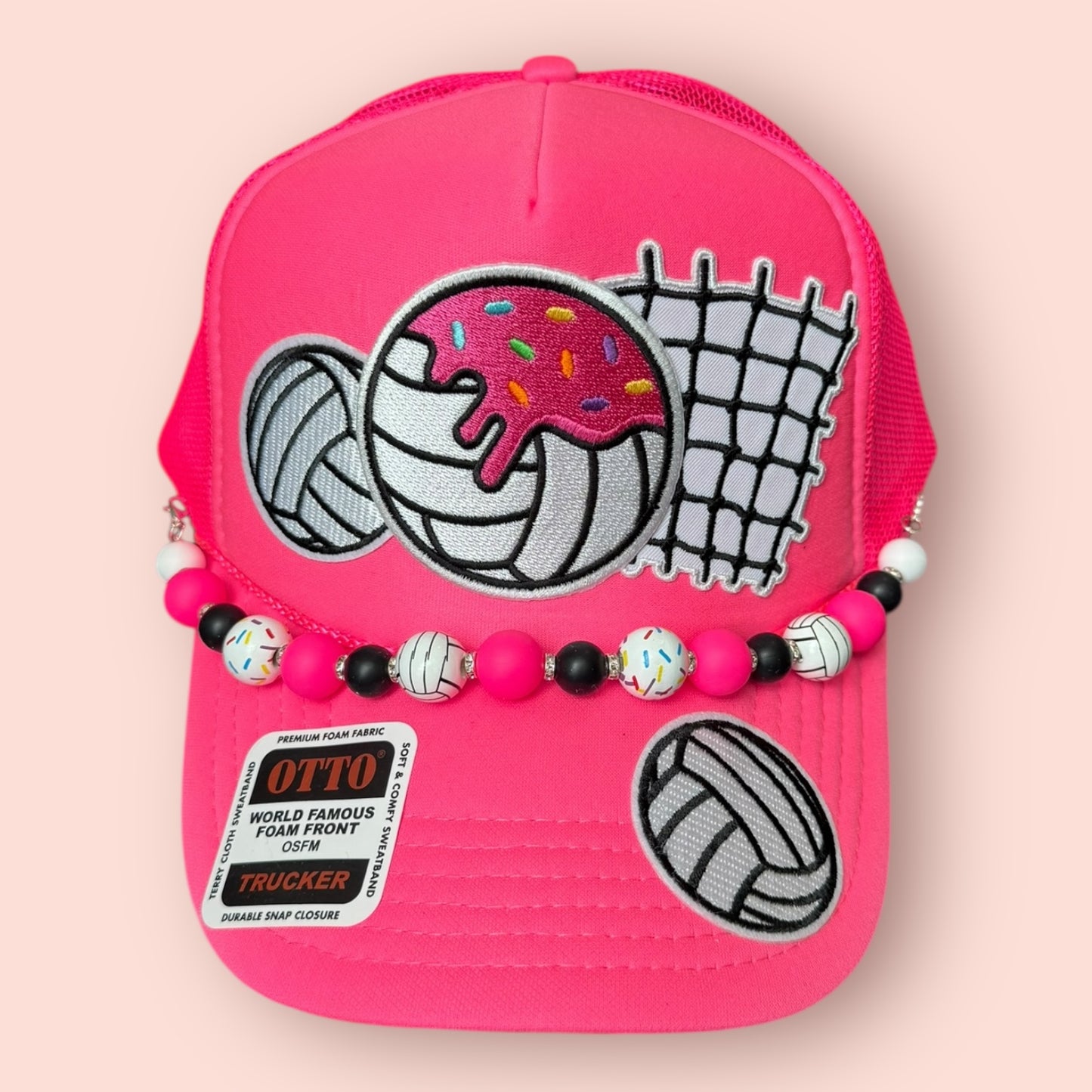 Neon Pink Volleyball Drip Cap
