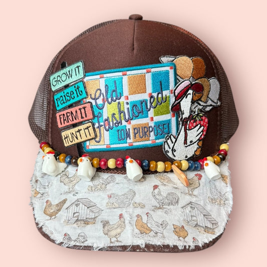 Brown Old Fashioned On Purpose Cap with Custom Brim