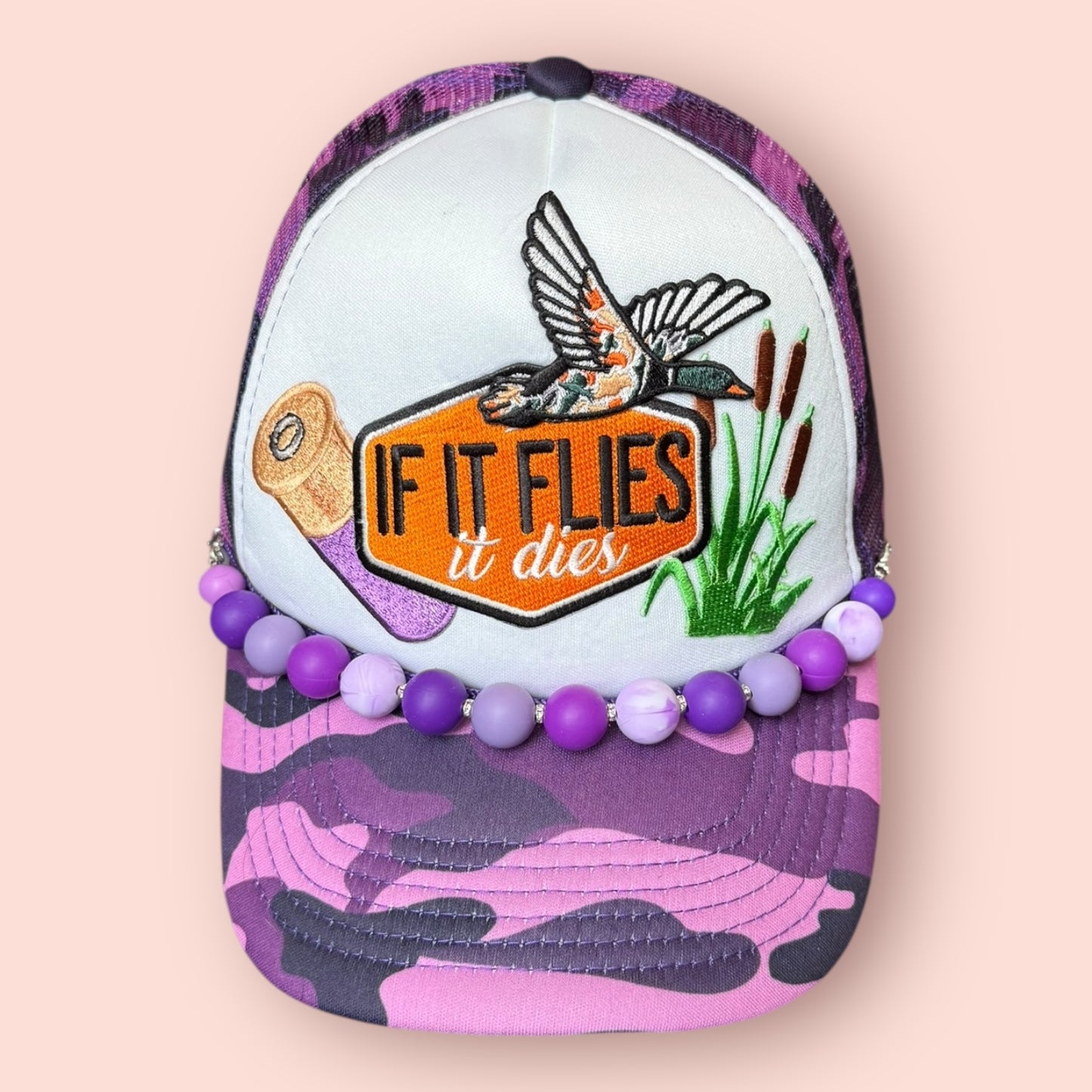 Purple Camo If It Flies... it dies Cap