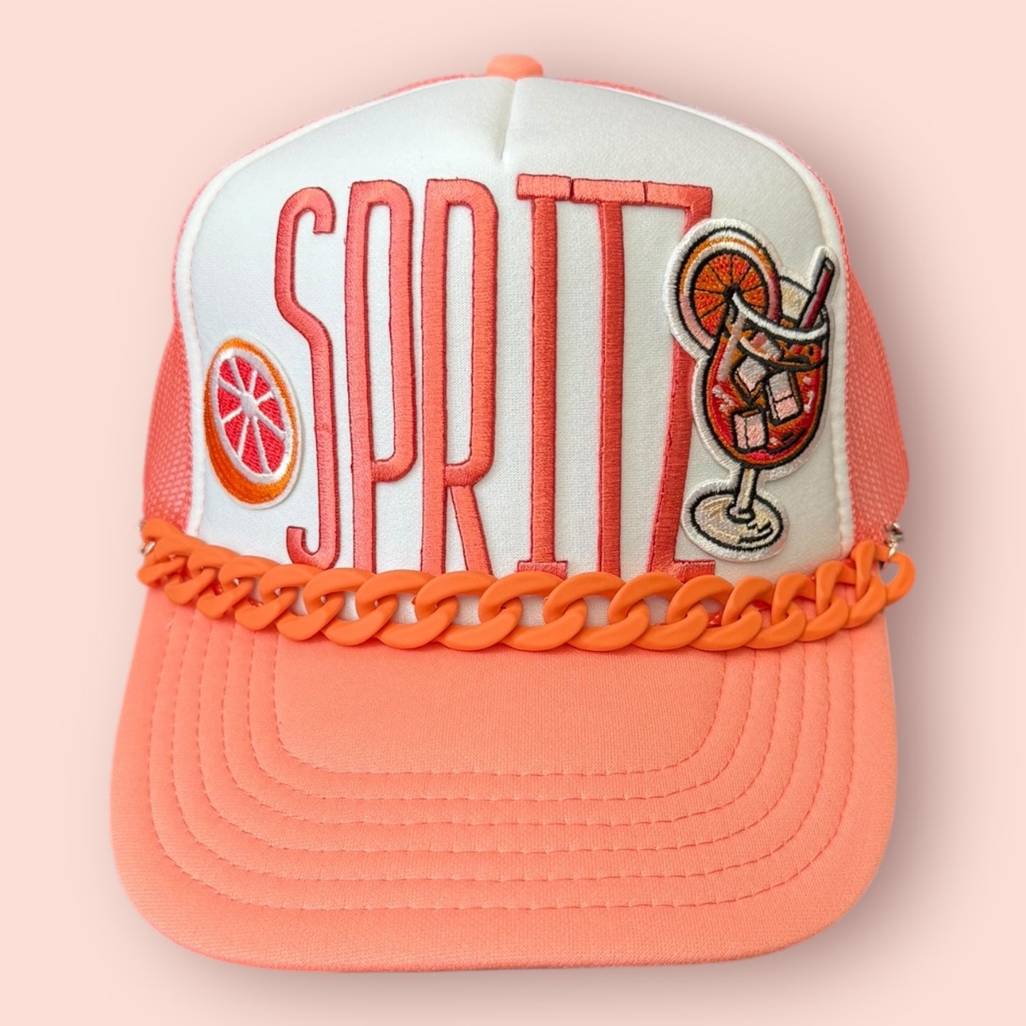 Coral & White Spritz Cap
