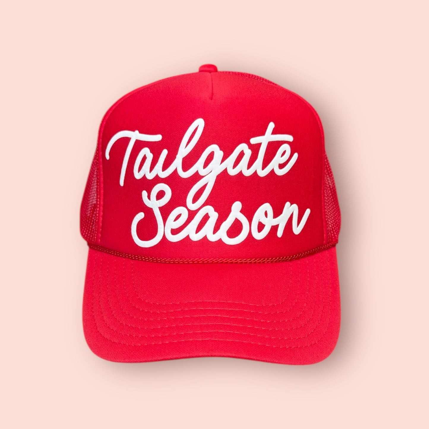 Red Puff Print Tailgate Season Cap